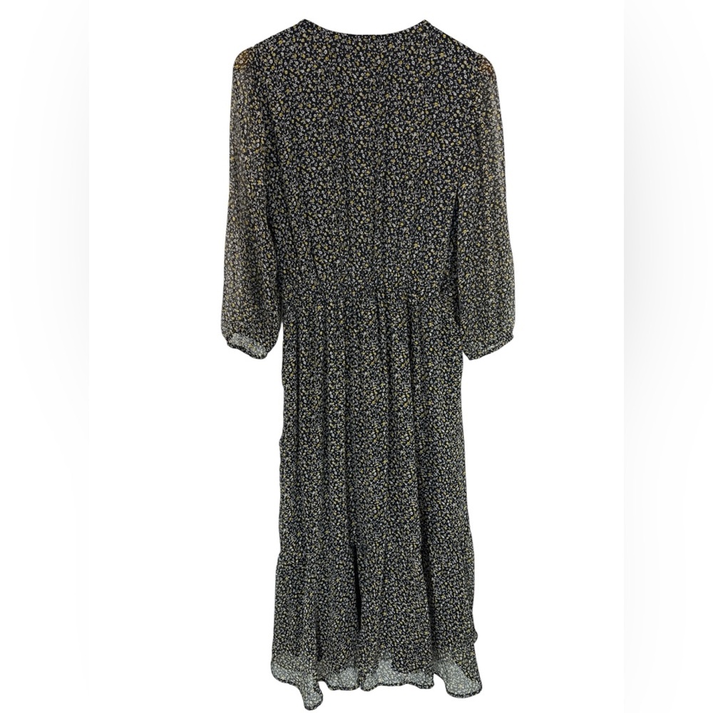 Abercrombie & Fitch Ruffle Hem Faux Wrap Midi Dress High Low w/ Scrunchie Sz M - Picture 4 of 10
